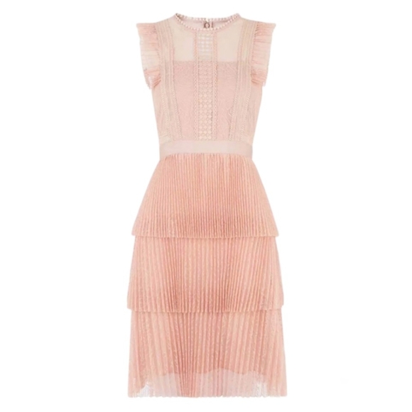 Heartloom Dresses & Skirts - HEARTLOOM Anthropologie Lace Tiered Dress Dusty Rose Pink XS 0 2 NWOT